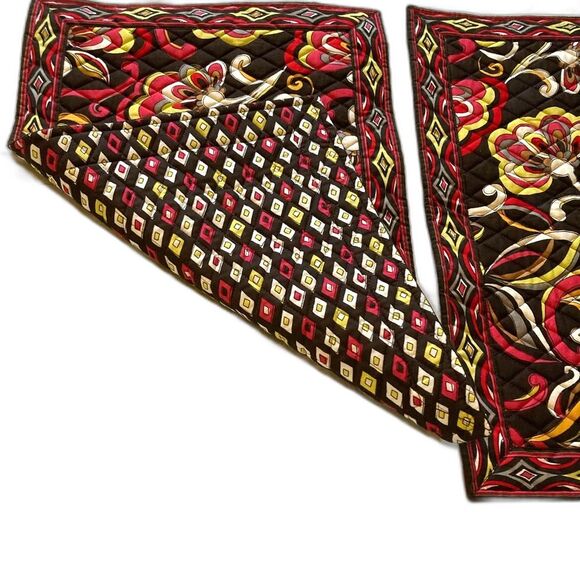 VERA BRADLEY Quilted Placemats Set of 2 Floral Brown Orange Yellow Red 18 x 13 " - Picture 4 of 10